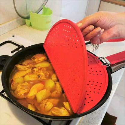 Foldable Silicone Splatter Screen, Bi-Fold Multifunction Shield for Frying Pan 11 3/4-Inch, Red
