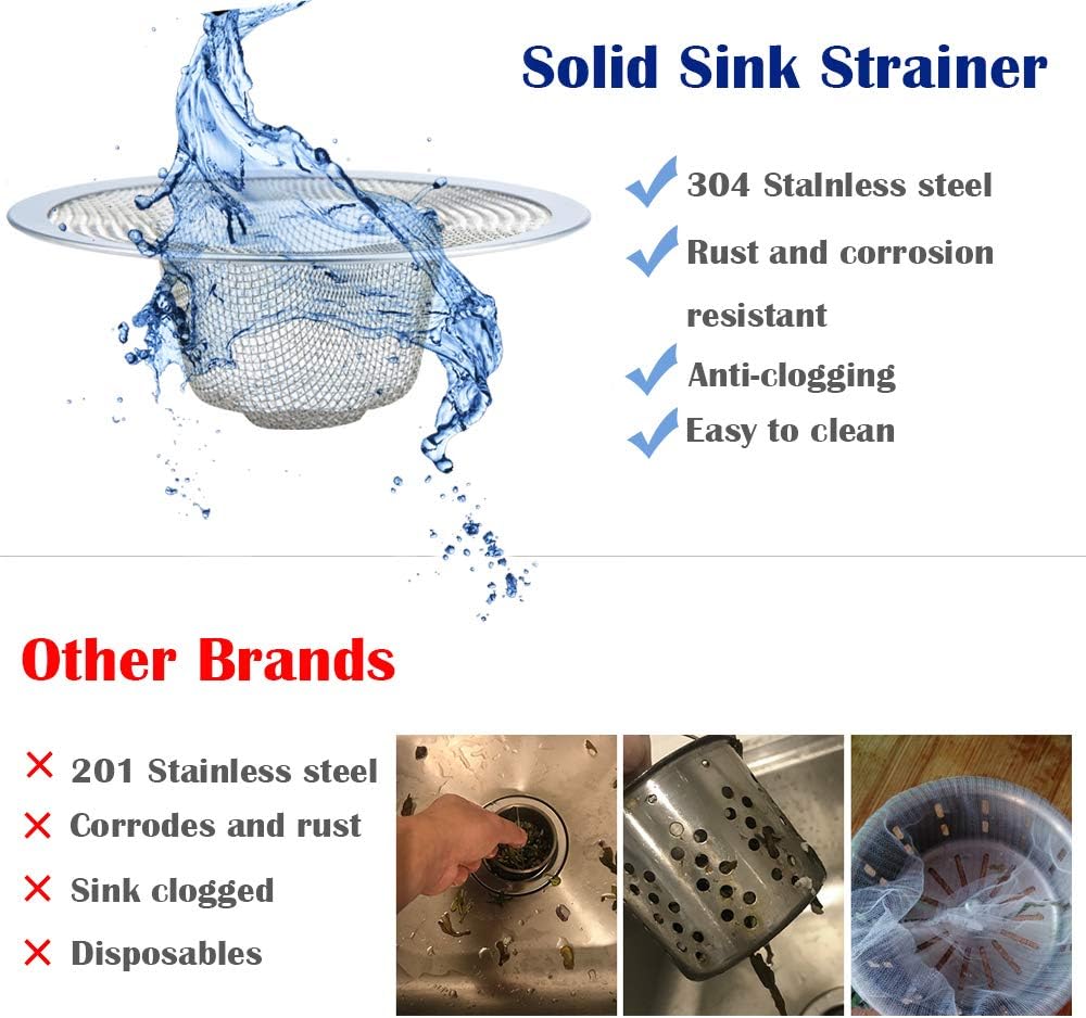 2 pcs Heavy Duty Stainless Steel Slop Basket Filter Trap, 2.75" Top / 1" Mesh Metal Sink Strainer,Perfect for Kitchen Sink/Bathroom Bathtub RV Wash Basin Floor Drain Balcony Drain Hole