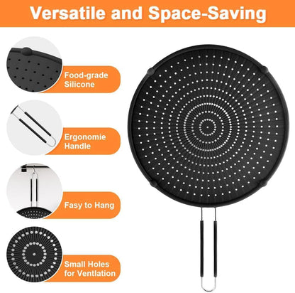 Splatter Screen for Frying Pan,Silicone Grease Splatter Guard, Heat-Resistant Splatter Guards for Cooking,Dishwasher Safe (9.8", 11.4", 13")