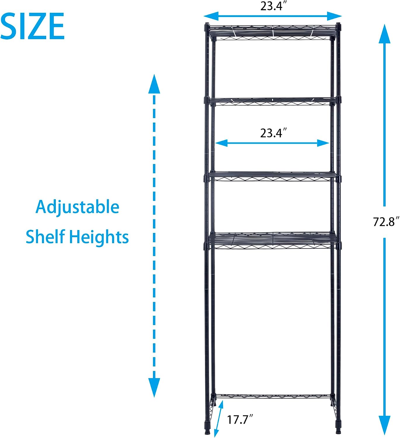 Zvyteay 4 Tier Mini Fridge Shelf Adjustable Height Storage Shelf Metal Storage Rack Mini Fridge and Microwave Stand for Dorm, Kitchen, Office, White
