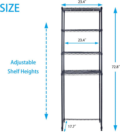 Zvyteay 4 Tier Mini Fridge Shelf Adjustable Height Storage Shelf Metal Storage Rack Mini Fridge and Microwave Stand for Dorm, Kitchen, Office, White
