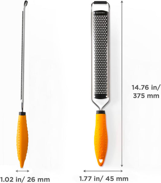 Deiss PRO Lemon Zester & Heavy Duty Grater - Parmesan, Garlic, Nutmeg, Chocolate, Fruits, Vegetables, Ginger & Cheese Shredder