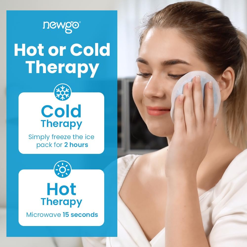 NEWGO Small Ice Packs for Injuries Reusable with Cloth Backing, 6 Packs | FSA Eligible, Round Hot and Cold Gel Pack, Flexible Cold Pack for Face, Toothache, Eyes Pain Relief