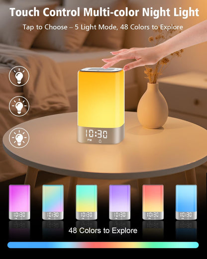 5 in 1 Sound Machine for Sleep,Alarm Clock & Night Light,Bluetooth Speaker