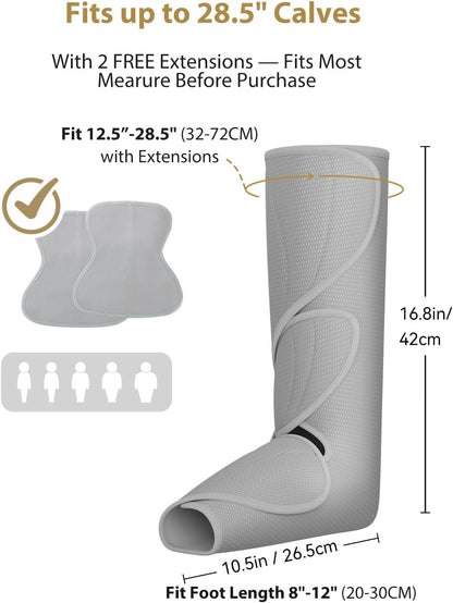 FIT KING Leg Massager for Circulation and Pain Relief, Air Compression Leg and Foot Massager to Relieve Pain Swelling Edema with 2 Size Extensions- Great Gift for Wife Mom and Dad