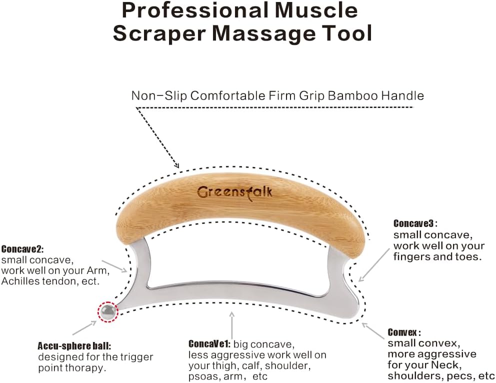 Stainless Steel Gua Sha Muscle Scraper Tool for Muscle Relief, Wooden Massage Tools,Body Guasha Tool, Portable Body Scrapers Tool for Neck, Back, Feet Recovery.