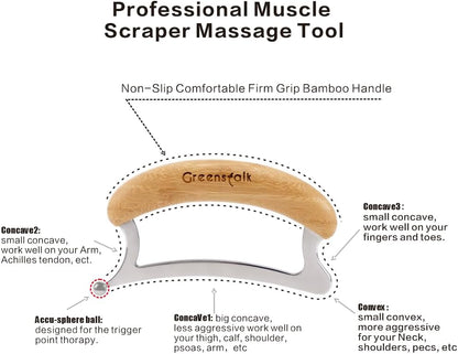 Stainless Steel Gua Sha Muscle Scraper Tool for Muscle Relief, Wooden Massage Tools,Body Guasha Tool, Portable Body Scrapers Tool for Neck, Back, Feet Recovery.