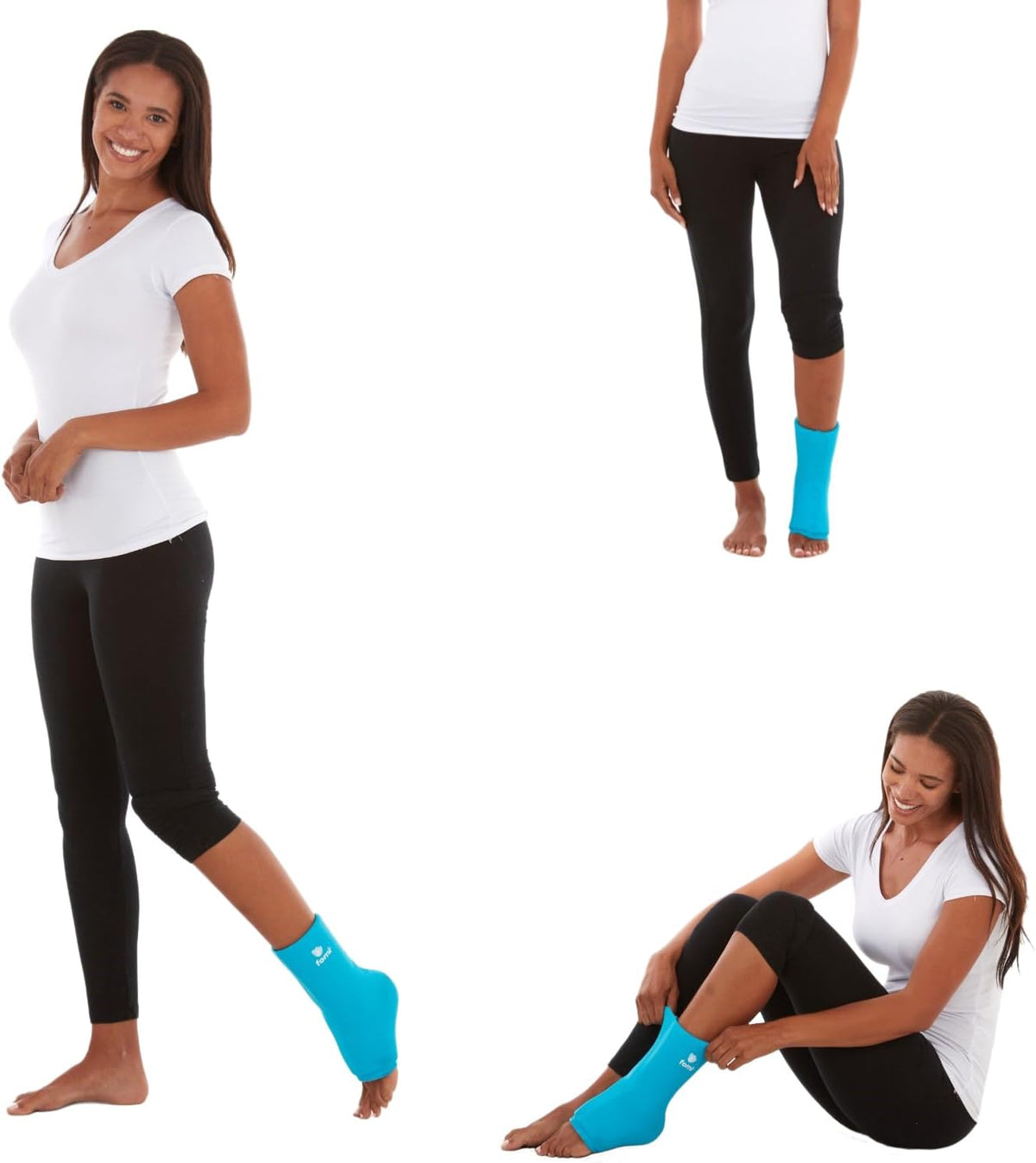 FOMI Hot Cold Ankle Foot Gel Ice Pack Wrap | 2 Pack | Premium Comfort 360 Degree Solid Gel Cooling Compression for Plantar Fasciitis, Heel Spurs, Achilles, Tendonitis, Sore Feet, Gout