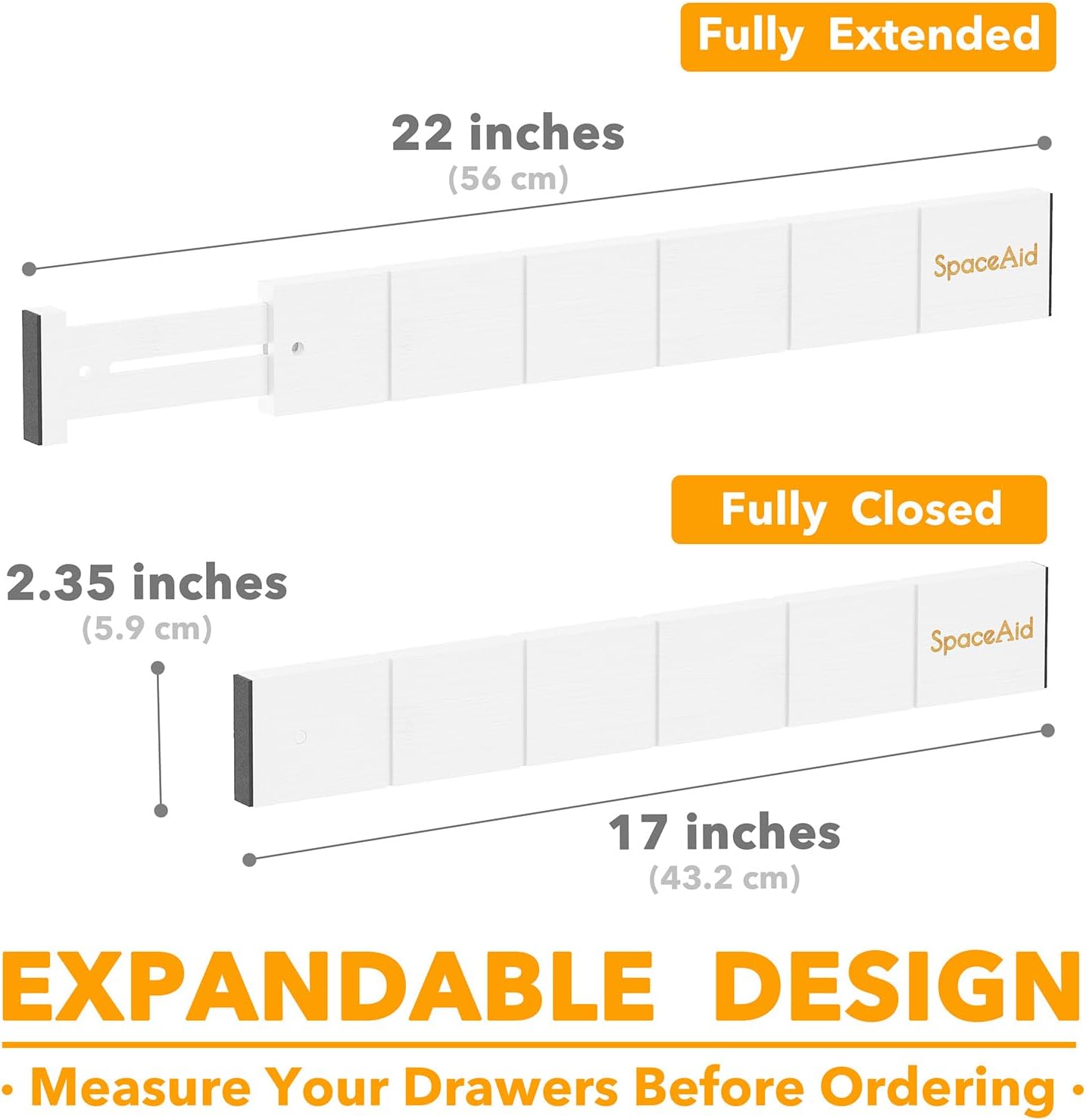 SpaceAid Bamboo Drawer Dividers with Inserts and Labels, Kitchen Adjustable Drawer Organizers, Expandable Organization for Home, Office, Dressers, 4 Dividers with 9 Inserts (17"-22" Natural)