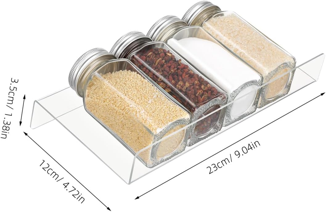 DECHOUS Spice Drawer Organizer: 4 Tier Expandable Clear Acrylic Spice Rack Organizer for Cabinet and Kitchen Drawer Insert - Seasoning Organizing Rack for Storage - 9" to 18" Adjustable