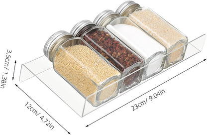 DECHOUS Spice Drawer Organizer: 4 Tier Expandable Clear Acrylic Spice Rack Organizer for Cabinet and Kitchen Drawer Insert - Seasoning Organizing Rack for Storage - 9" to 18" Adjustable