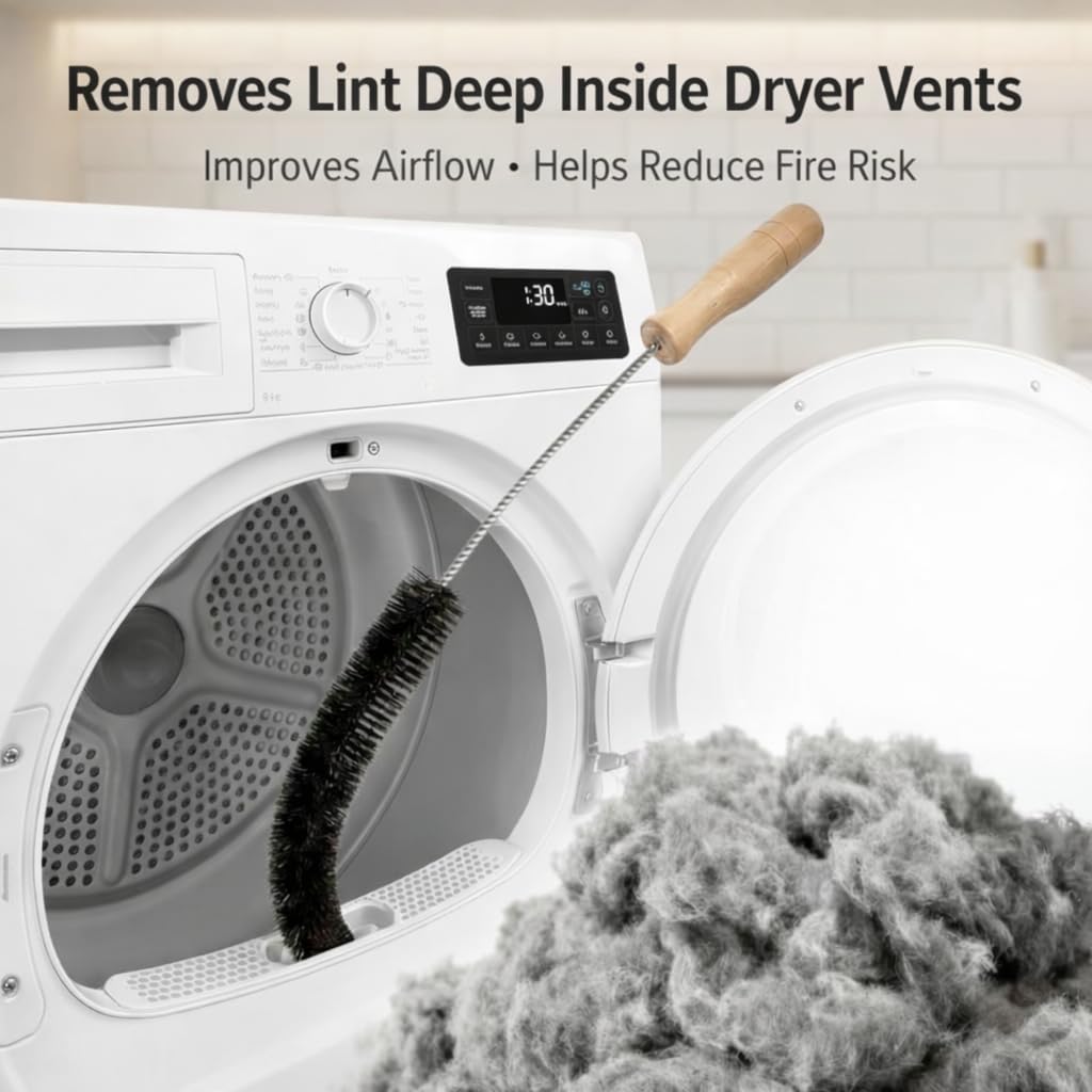 Clothes Dryer Vent Cleaner Kit with Vacuum Hose Attachment Brush, Lint Remover, Dryer Vent Vacuum Hose (Full Brush)