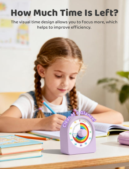 LIORQUE Visual Timer for Kids with Pause Function,Timer for Kids and Adults, Protective Case, Silent Time Management Tool, 60-Minute Countdown for Classroom, Office, Meetings, Study, Kitchen(Blue)