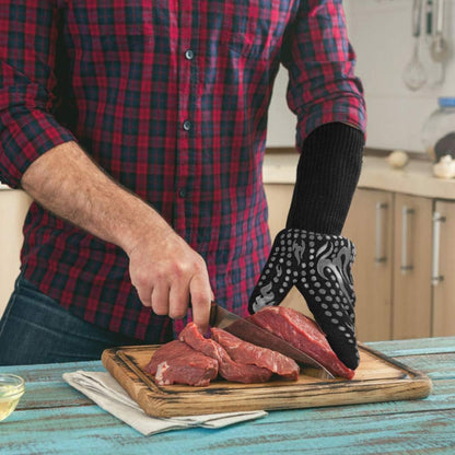 Comsmart BBQ Gloves, 1472 Degree F Heat Resistant Grilling Gloves Silicone Non-Slip Oven Gloves Long Kitchen Gloves for Barbecue, Cooking, Baking, Cutting