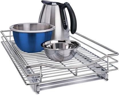 LYNK PROFESSIONAL® Pull Out Cabinet Organizer, Kitchen Slide Out Drawer | 14W x 21D chrome rollout shelf creates easy-access storage for cookware, pantry items and kitchen essentials inside cabinets