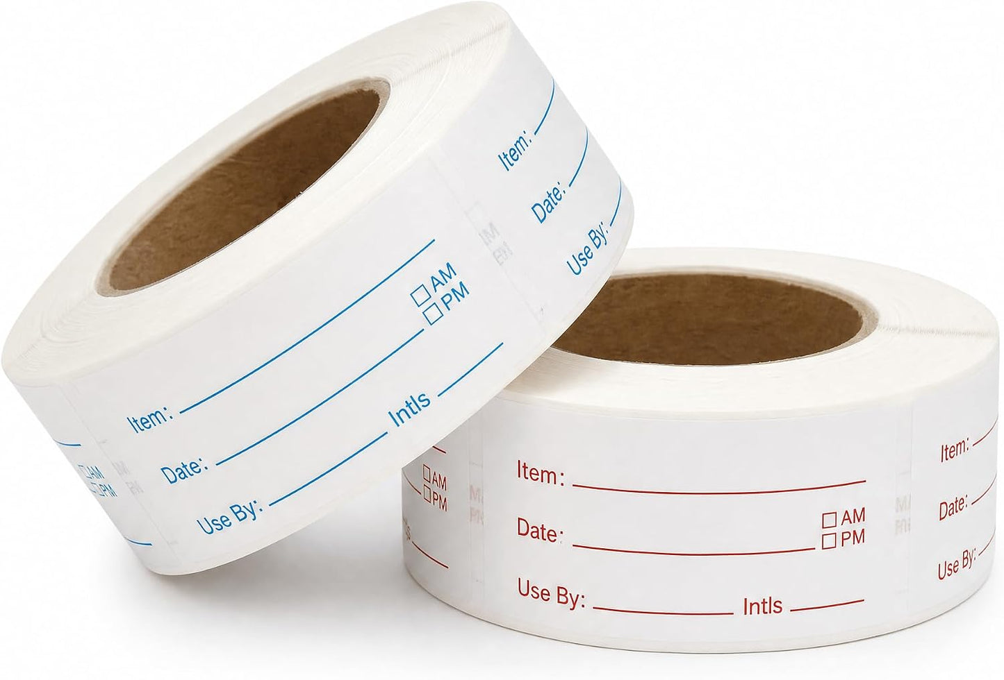 Food Labels for Containers, 2 Rolls, 500 Each, Meal Prep Kitchen Storage. | 1000 labels total. Writable fields Item Date Use By AM PM Initials. 1x2 inch labels for meal prep kitchen restaurant storage.