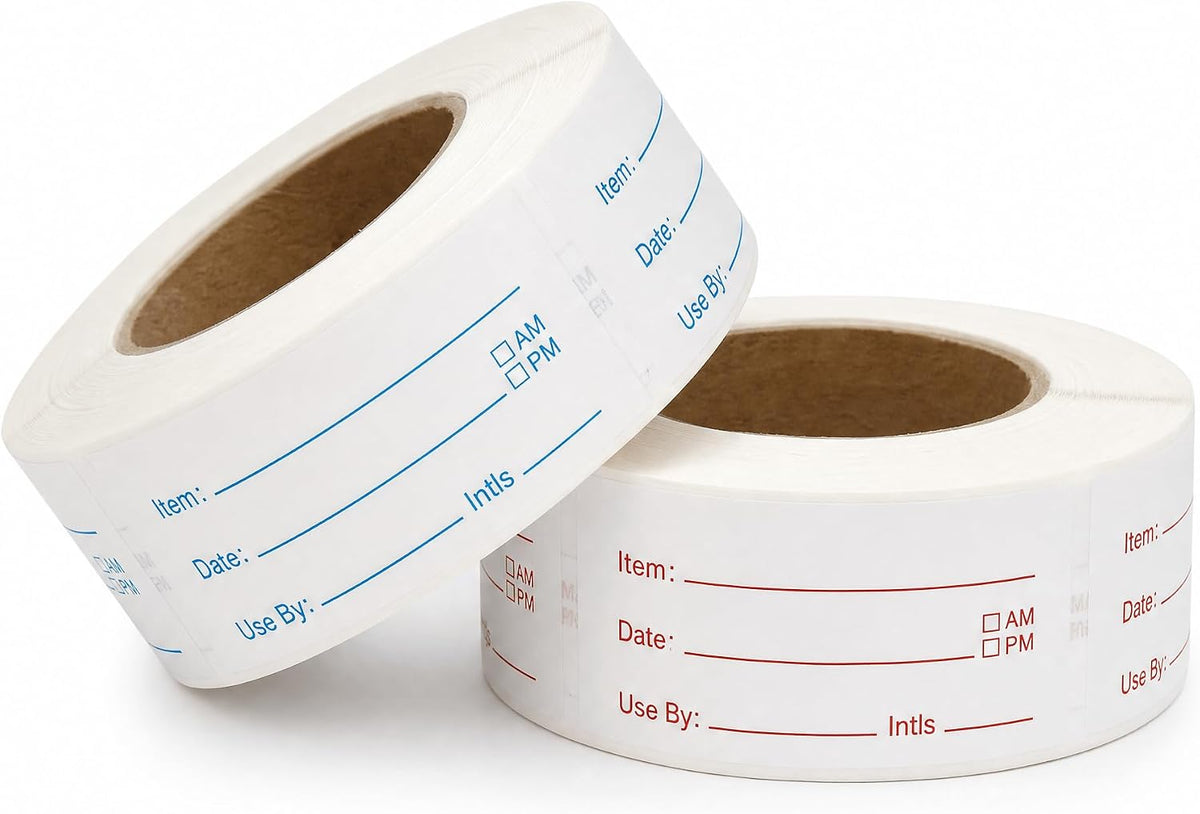 Food Labels for Containers, 2 Rolls, 500 Each, Meal Prep Kitchen Storage.