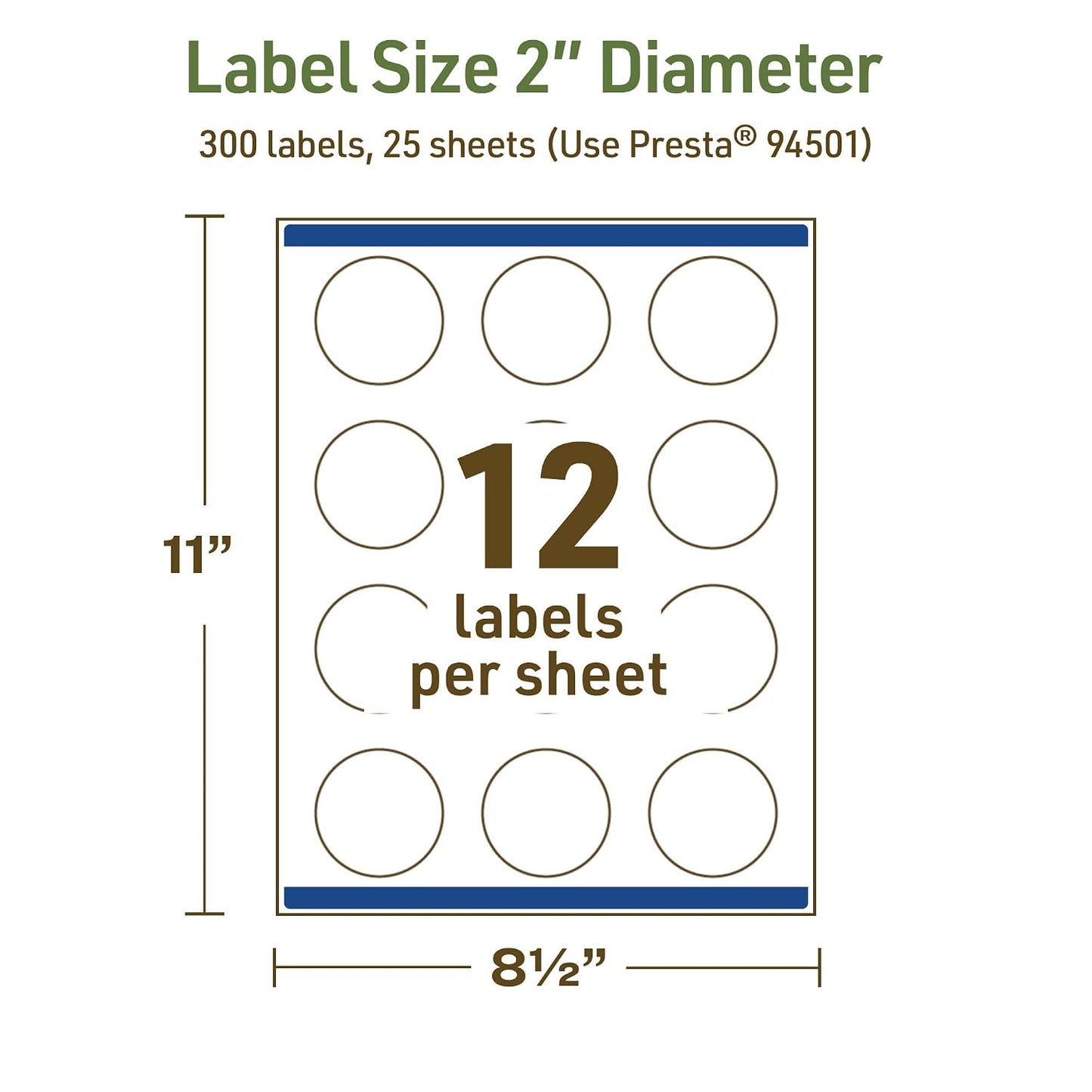 Avery Dissolvable Round Labels, Sure Feed Technology, 2" Diameter, Matte White, Print-to-The-Edge, Laser/Inkjet Printable, 60 Labels Total