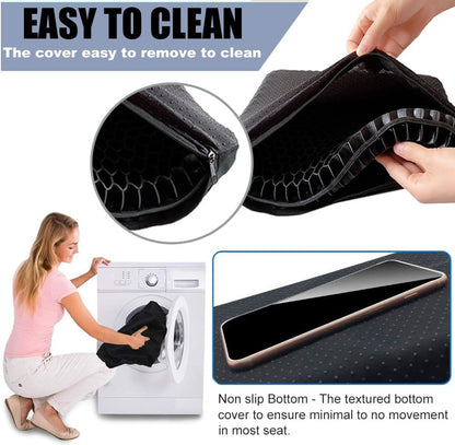 Gel Seat Cushion for Long Sitting - 1.65inch Double Thick Cooling Egg Cushion for Back, Hip, Sciatica, Coccyx, Tailbone Pain Relief - Office Chair Car Seat Cushion – Wheelchair Cushions