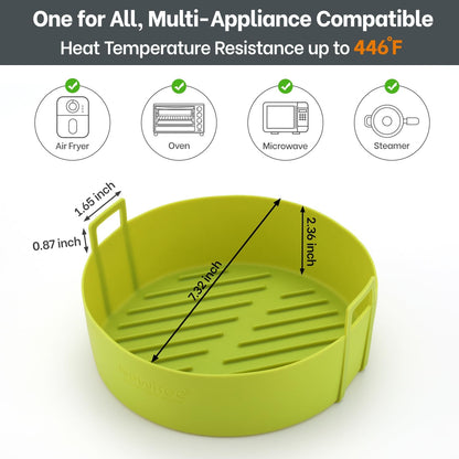 Air Fryer Silicone Liners 4QT For Ninja AF101, 2 Pack BPA Free Platinum Air Fryer Basket Liners with Handle, Round Reusable Liner Ninja Fryer Accessories, Upgrade