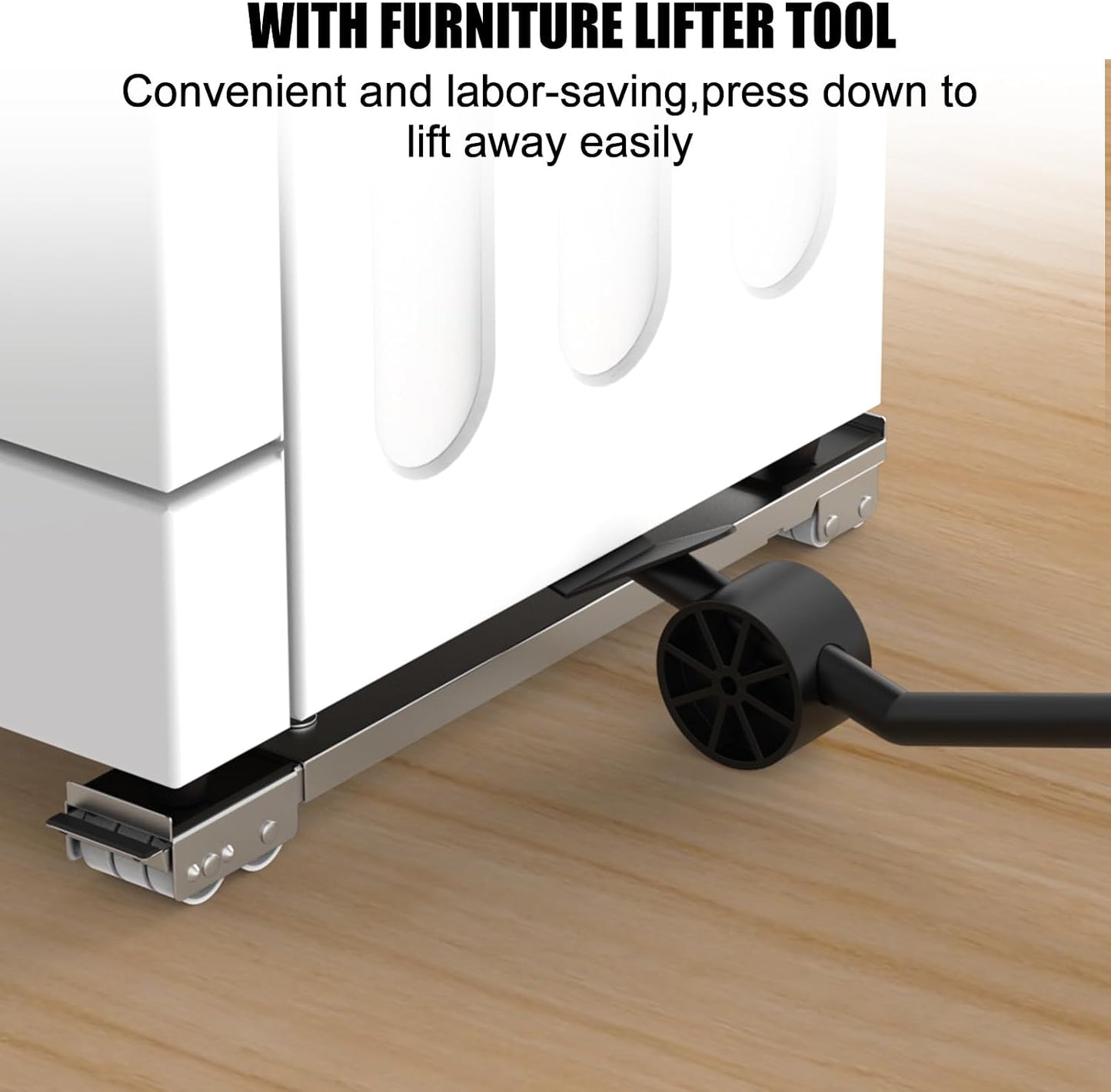 Appliance Rollers With 360° Swive Wheels, Anti Slip Heavy Duty Extendable Mover Tools with 28 Roller & Lifting Lever Tool For Moving Washing Machines, Dryers, Furniture, Refrigerators Base Stand