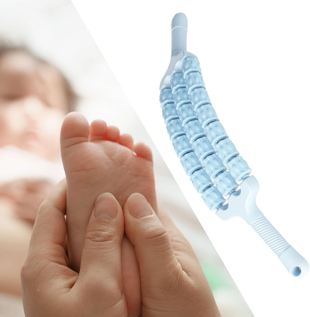 Massage Roller Sticks Handheld Body Relaxation Manual Massage Tool Ergonomic Grip Multifunctional Anti Slip Handle Suitable for, Blue