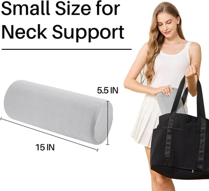 Cervical Roll Pillow with Cooling Gel Cover, Cooling Gel Memory Foam for Hot Sleepers, Small Neck Roll Pillow, Neck Round Pillow for Sleeping, Cylinder Bolster Pillow for Bed, Legs and Back