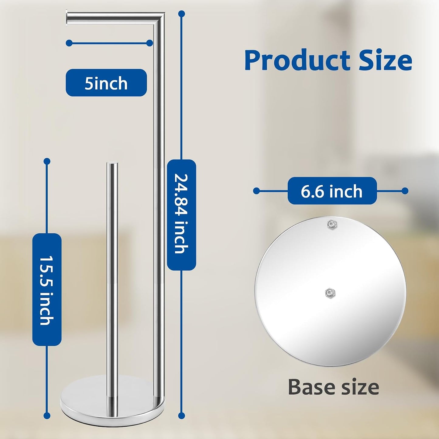 Toilet Paper Holder Stand, Bathroom Free Standing with Storage, Black | Rustproof Toilet Paper Roll Holder for 4 Rolls,with Non-Slip Stable Base,Bathroom Organizers and Storage
