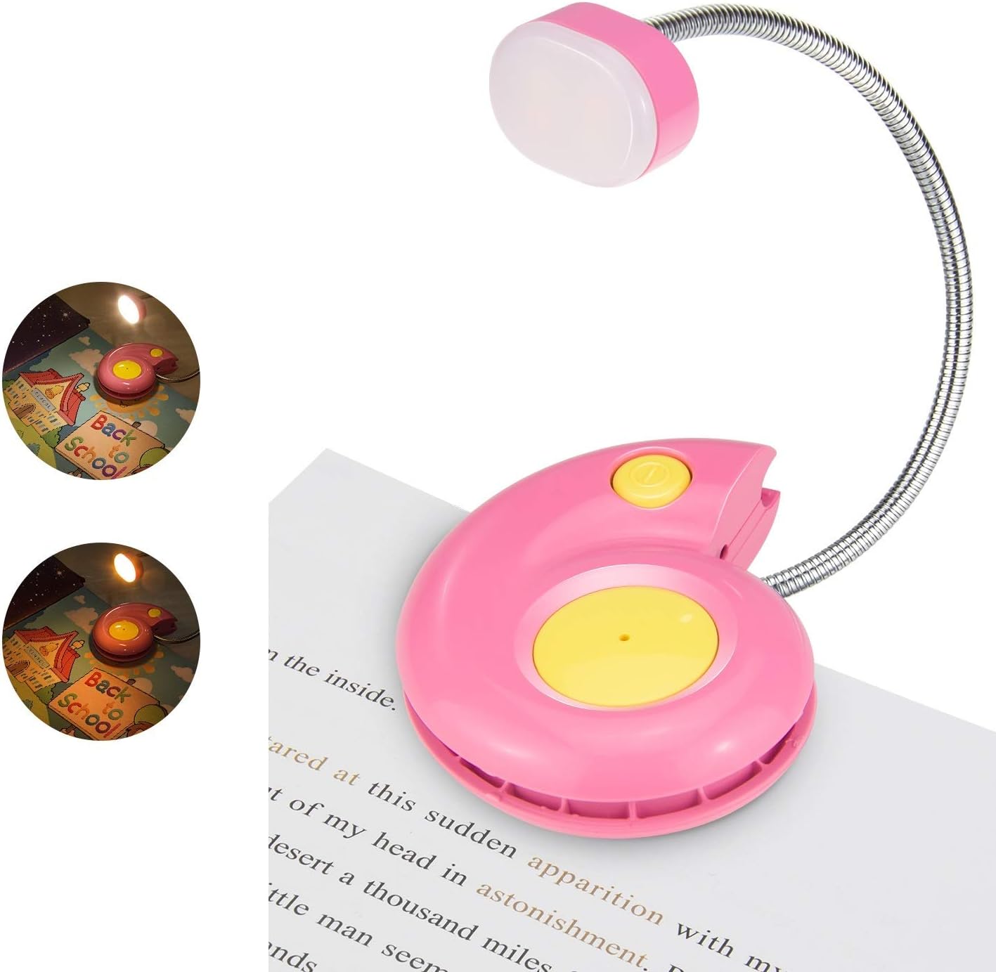 LUXSWAY Rechargeable Reading Light for Kids, LED Book Light with Magnetic Clip and Flexible Gooseneck, Cute Amber Bookmark Light - Violet