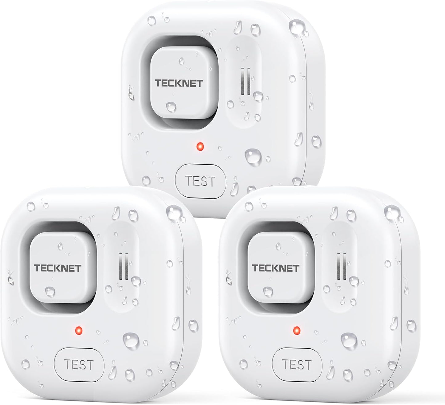 TECKNET Water Leak Detectors for Home, 120dB Water Sensor Alarm Leak Detector, IP66 Waterproof, Water Leak Detectors for Bathroom, Sink, Laundry, Window, Basements, Kitchens(3 Pack, Battery Included)