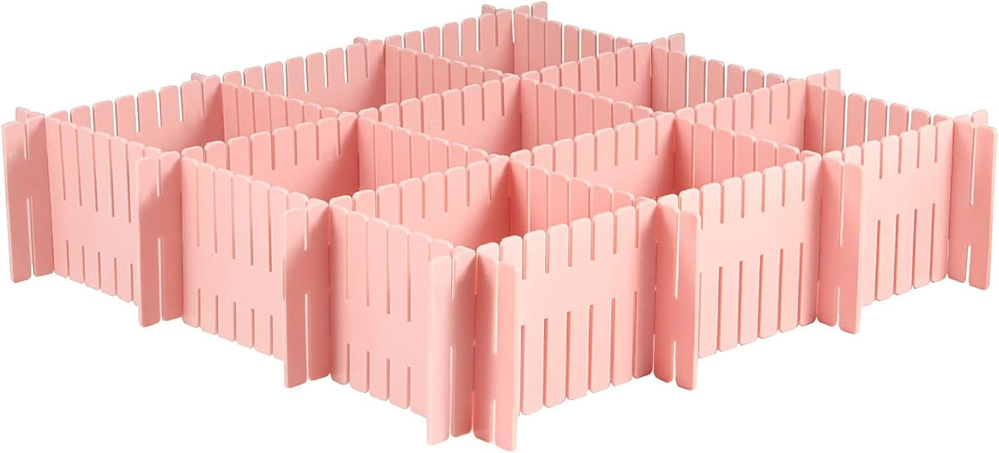 MUKCHAP 72-Piece DIY Grid Drawer Organizer - 12.6 Inch Adjustable Drawer Dividers for Sock, Underwear, Scarf - 36 White, 36 Pink