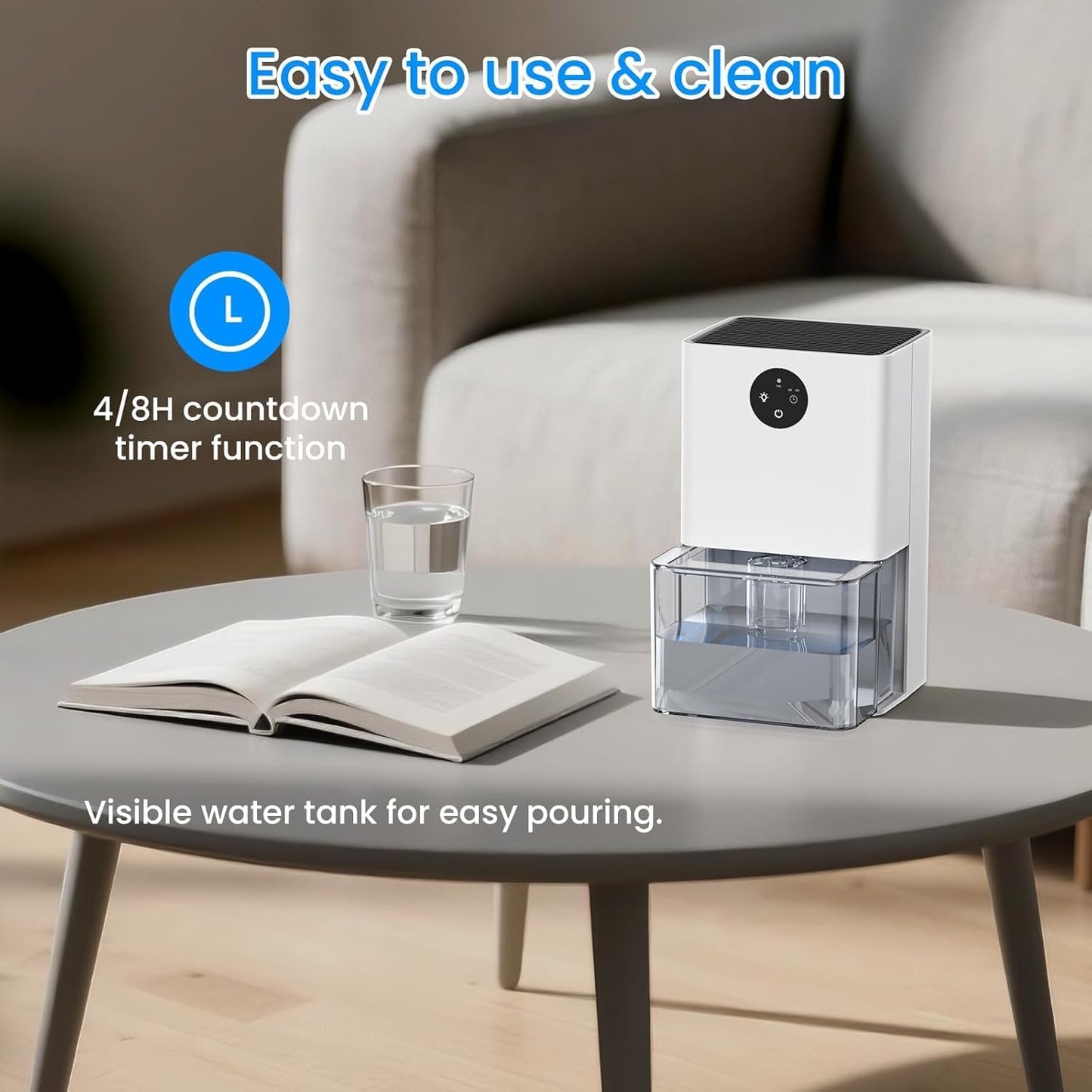Deyagoo 50OZ Dehumidifier, Small Dehumidifier for Bedroom Closet 300 Sq. Ft | Quiet Operation, Portable, Auto Shut Off, 7 Color, Energy Saving