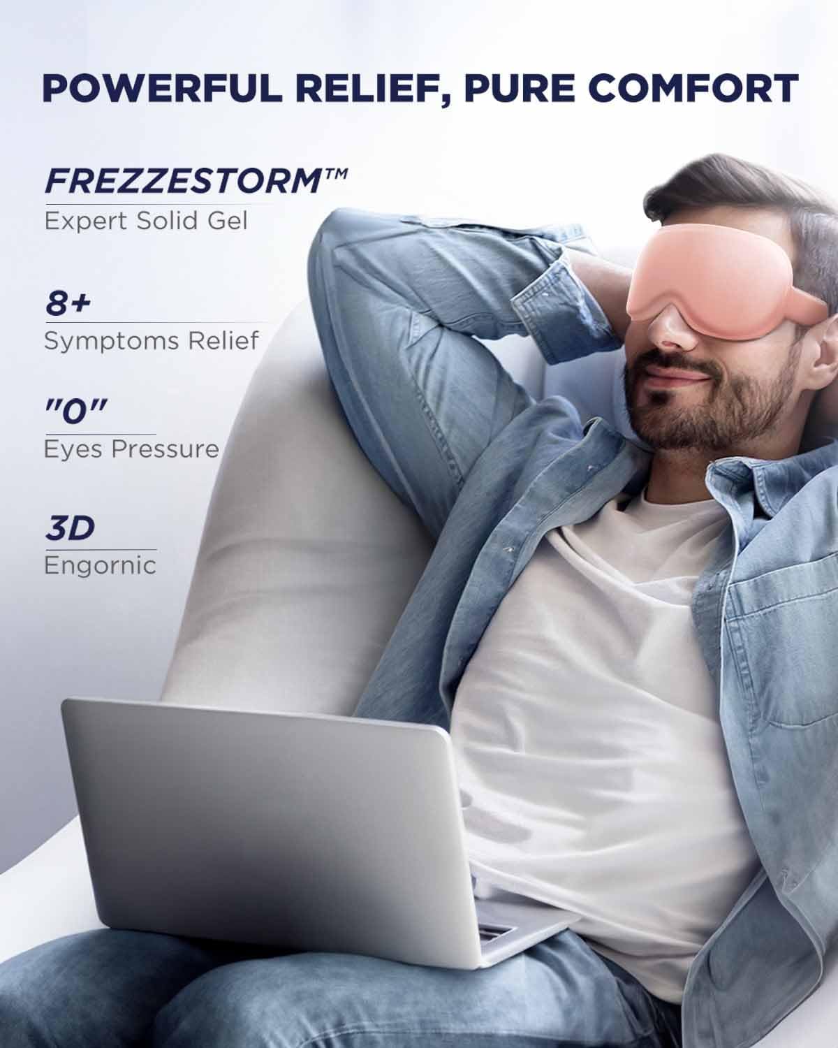 3D Cooling Gel Eye Mask - Reusable Cold Sleep Mask, Eyes Ice Pack with Hot & Cold Compress Therapy for Puffiness, Dark Circles, Dry Eyes, Headaches and Stress Relief (Black,1 Pack)
