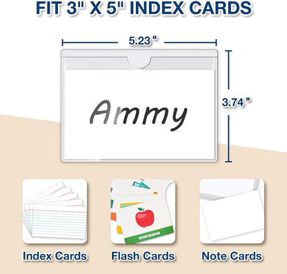 H4D 24 Pack labels for Storage Bins, 4" x 6" Plastic Clear Adhesive Pockets | Top-Open Index Card Holder, Waterproof & Removable Labels for Storage Bins, Totes, Containers, Shelves & Library Organization