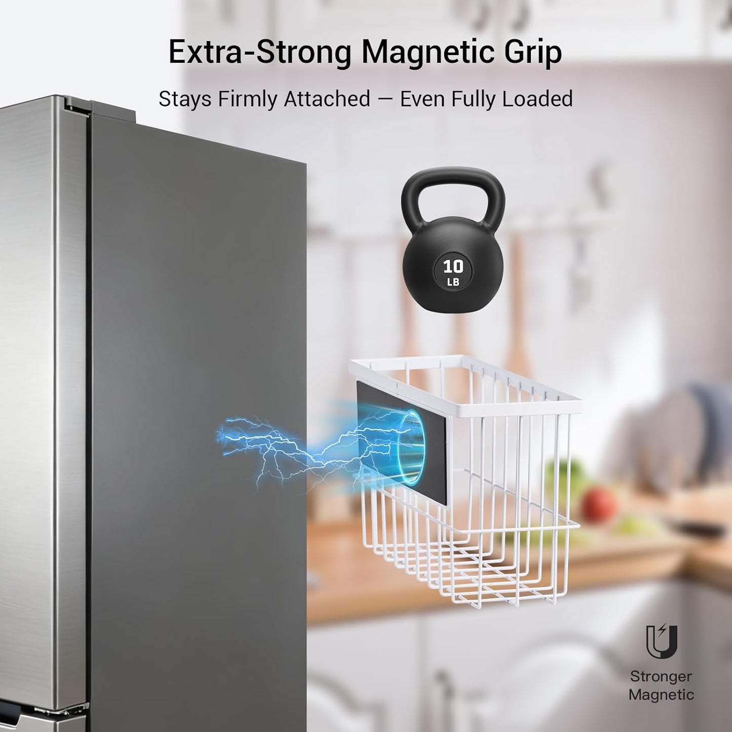 FAMNONE 1-Pack Magnetic Basket for Dryer Balls, Laundry Room Organizer | Metal Dryer Ball Holder, Magnetic Lint Bin, Fridge Basket, Washer Dryer Organizer for Kitchen, Laundry
