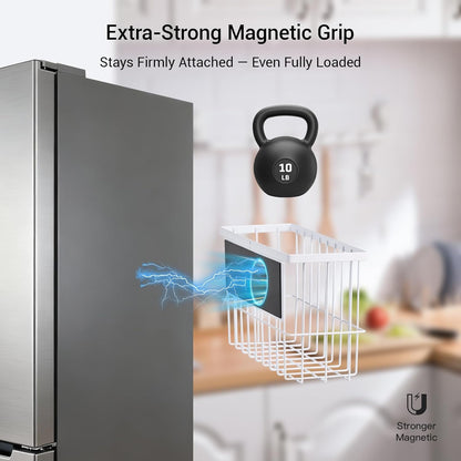 FAMNONE 1-Pack Magnetic Basket for Dryer Balls, Laundry Room Organizer | Metal Dryer Ball Holder, Magnetic Lint Bin, Fridge Basket, Washer Dryer Organizer for Kitchen, Laundry