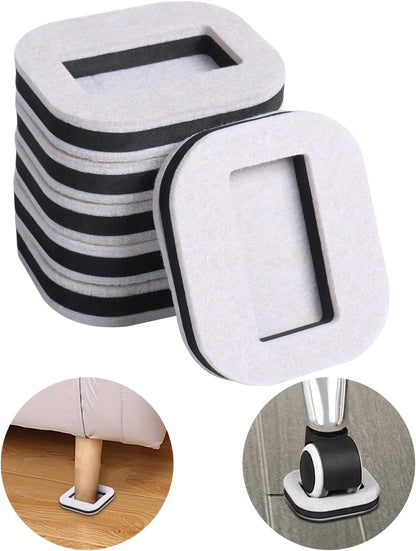12 PCS Felt Furniture Coasters Caster Cups for Hardwood Floors, Felt Bottom Furniture Pads, Bed Office Chair Fridge Furniture Wheel Stopper to Prevent Sliding and Scratches (Black, L: 2.6" * W:1.8")