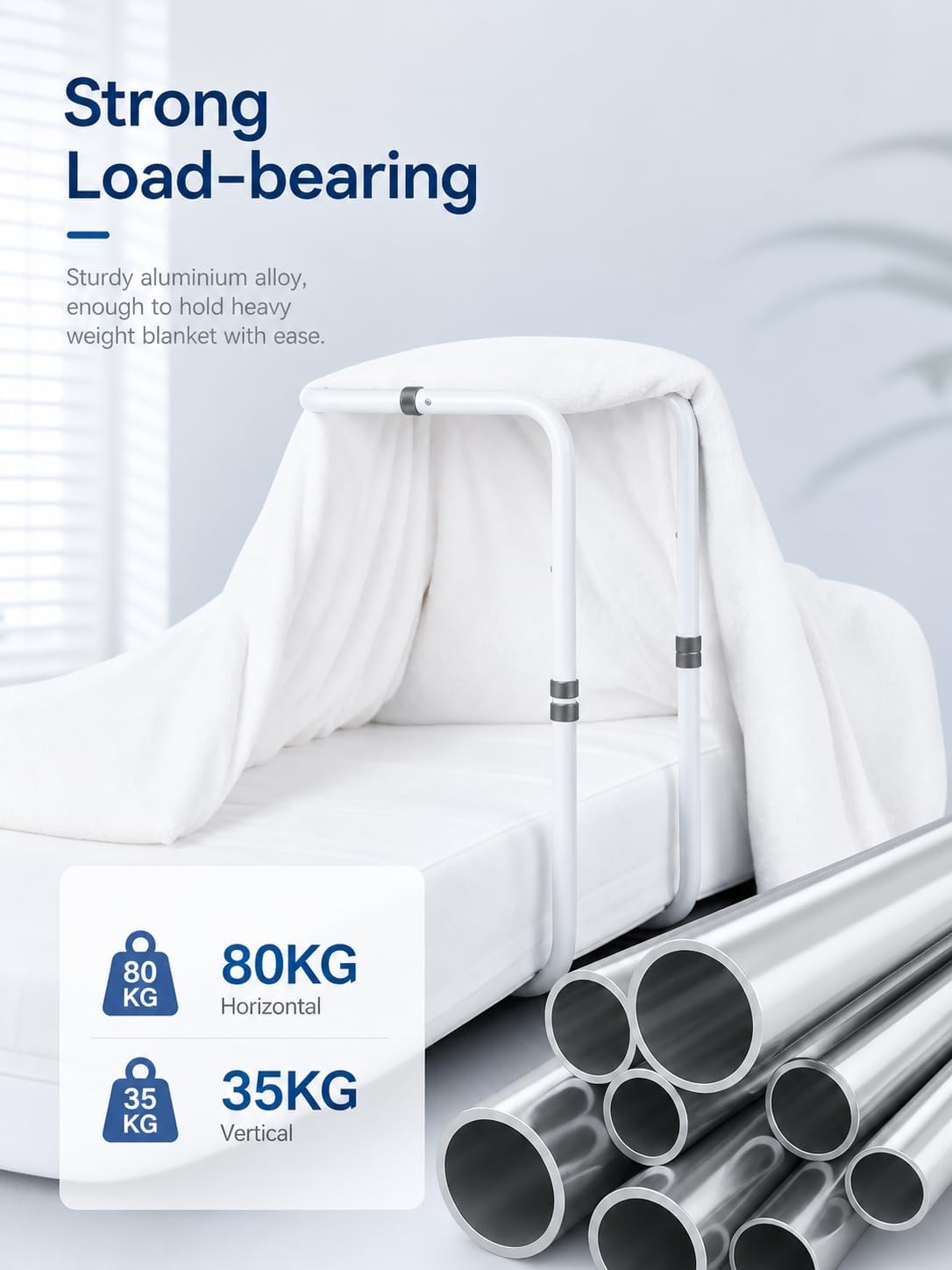 Adjustable Blanket Lifter for Feet with 4 Clips – Bed Cradle to Keep Blanket Off Your Legs, Universal Blanket Lifters for Foot of Bed, Height Adjustable Blanket Support Frame for Comfort & Recovery