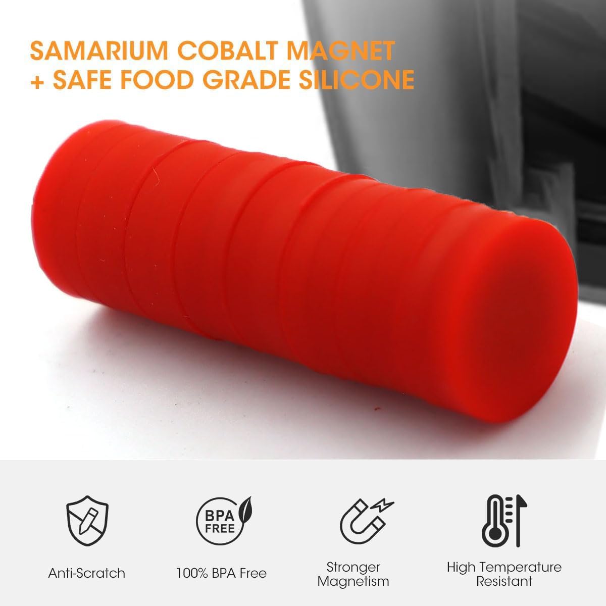 8 Pack Red Silicone Coated Air Fryer Magnets, Small Air Fryer Accessories | Heat Resistant Parchment Paper Holder, Secure Non-Slip Liners & Prevent Burning (Compatible with Most Air Fryers)