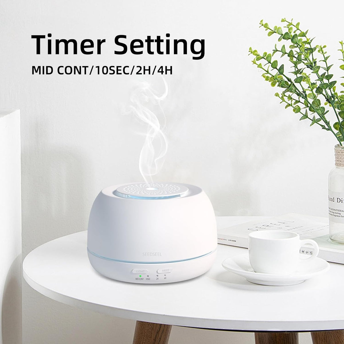 SEEDSEEL 300ML Essential Oil Diffuser,Ultrasonic Aromatherapy Diffuser, 7-Color Gradient Lights, Remote Control, 8 Hours Run Time, Suitable for Home,Office