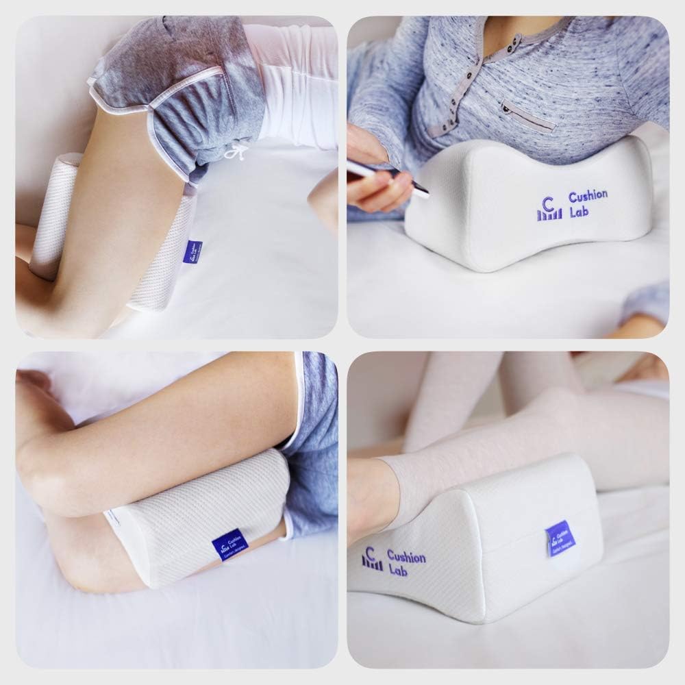 C CUSHION LAB Extra Support Orthopedic Knee Pillow for Side Sleepers - Healthy Alignment Leg Pillow for Sleeping - Hip, Pregnancy, Sciatica, & Back Pain Relief - Memory Foam Contour Wedge - Large Size