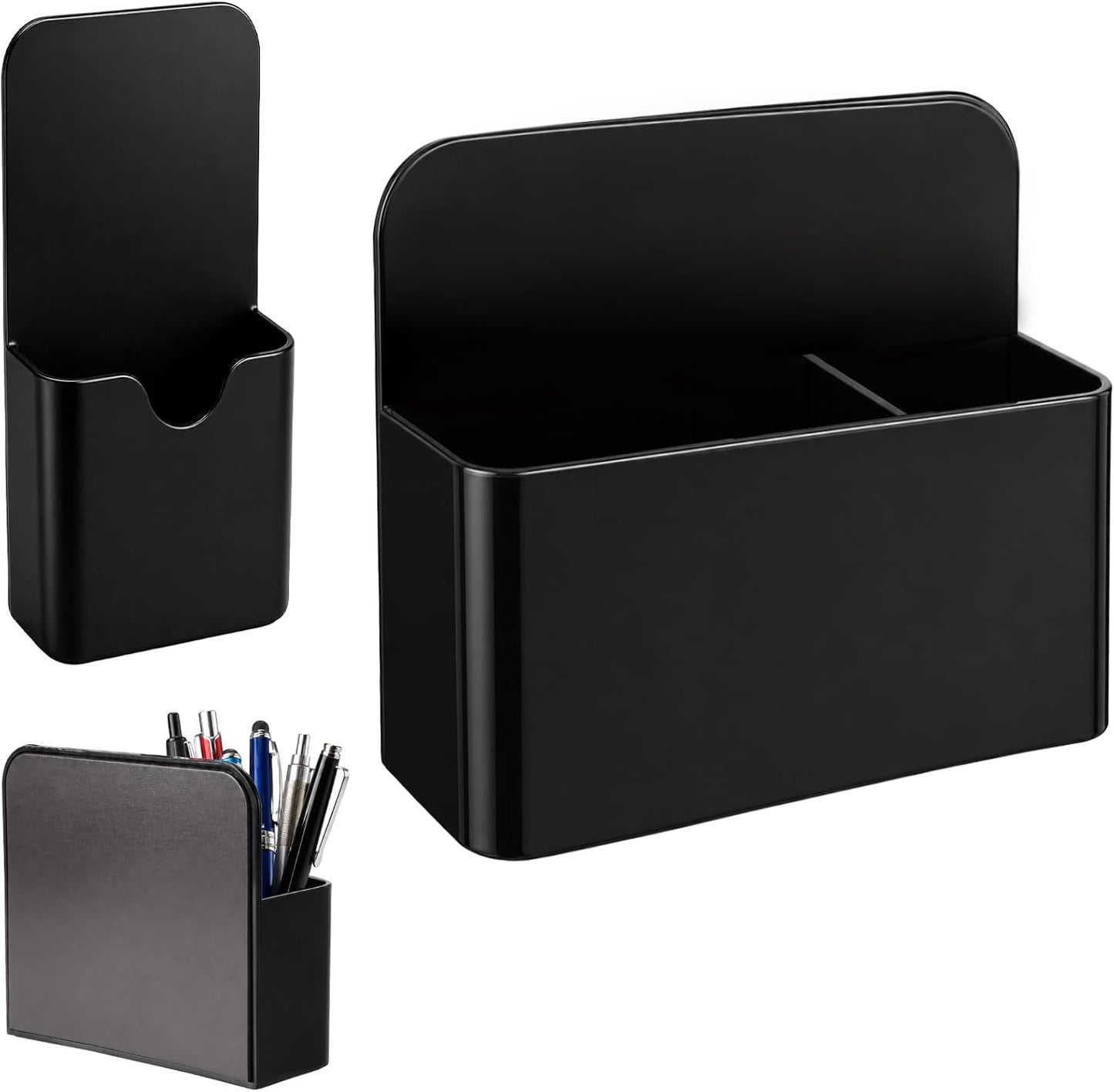 Magnetic Pen Holder, 2 Pack Magnetic Dry Erase Marker Holder, Black Strong Magnetic Marker Holder Pen Pencil Organizer for Whiteboard, Refrigerator, Office, Locker Accessories, Classroom Must Haves