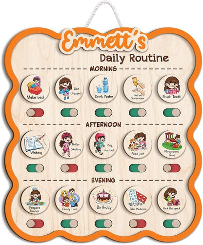 Wooden Daily Routine for Kids, Chore Chart for Toddler, Daily Responsibilities for Kids, Visual Schedule, Morning Bedtime Routine for Girls