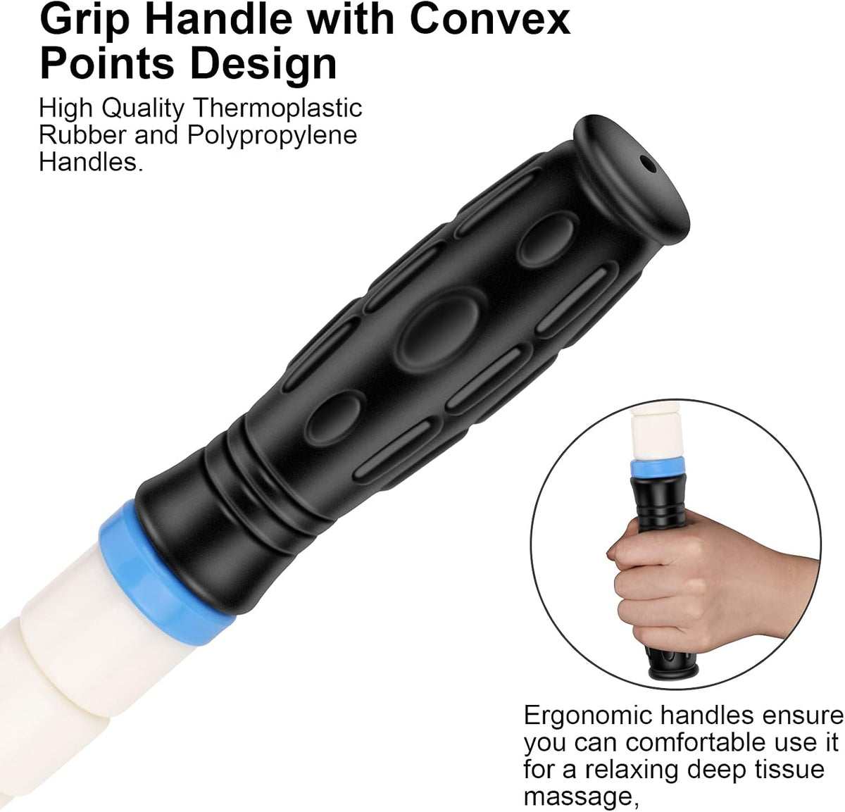iGreely Portable Massage Roller Stick the Ultimate Muscle Roller 17 Inches Recommended By Physical Therapists Promotes Recovery Fast Relief for Cramps Soreness Tight Muscles-White