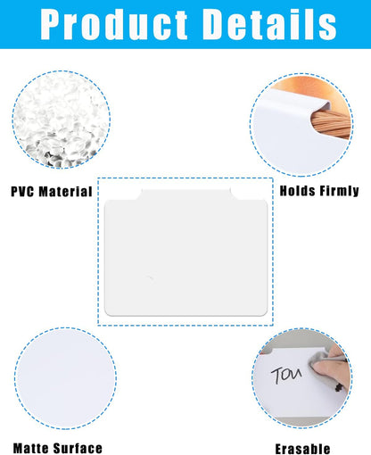 Basket Labels Clip On, 30 Pcs Erasable Clip On Labels for Storage Bins with 2 Chalk Marker (White Bin Clips)