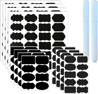 244 Pcs Erasable Chalkboard Label Removable Black Board Stickers Waterproof Chalk Labels Mason Jar Storage Stickers Decorative Blackboard Food Label with Markers for Storage Jars