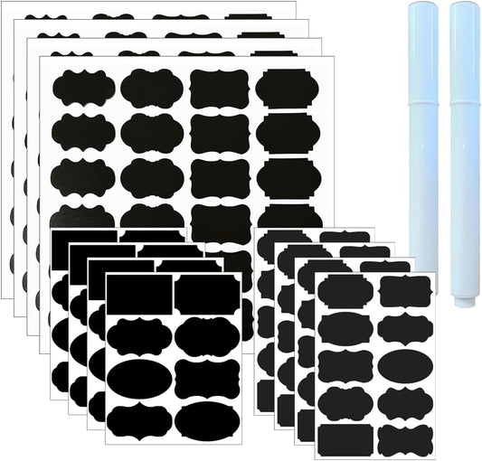 244 Pcs Erasable Chalkboard Label Removable Black Board Stickers Waterproof Chalk Labels Mason Jar Storage Stickers Decorative Blackboard Food Label with Markers for Storage Jars