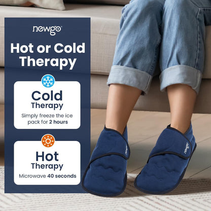 NEWGO Foot Ice Pack Slippers for Foot Heel and Arch Pain Relief, 2 Pack Reusable Gel Cooling Slippers for Plantar Fasciitis, Achilles Tendonitis, Toe Injuries, Heel Spurs