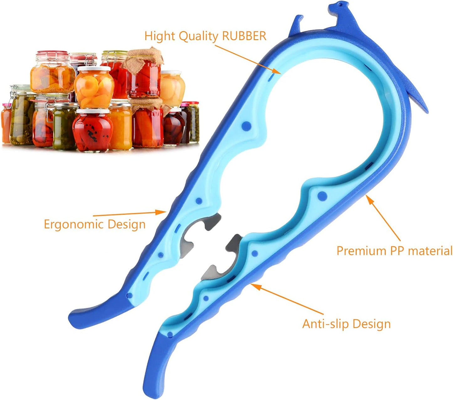 Jar Opener Bottle Opener for Weak Hands, 5 in 1 Multi Function Can Opener Bottle Opener Kit with Silicone Handle Easy to Use for Children, Elderly and Arthritis Sufferers (New red)