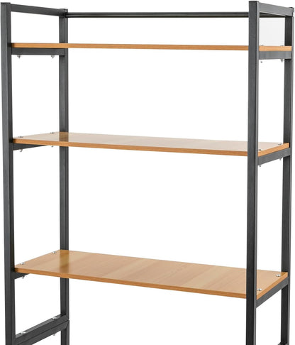 3 Tiers Over The Washer and Dryer Storage Shelf, Bathroom Rack Shelf with Adjustable Feet Freestanding Storage Rack Wood Laundry Shelf Organizer Black for Bathroom
